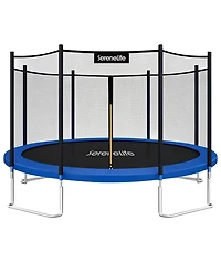 SereneLife Outdoor Trampoline with Enclosure & Ladder - 8FT/10FT/12FT/14FT Heavy-Duty Anti-Rust, Astm Approved for Kids & Adults