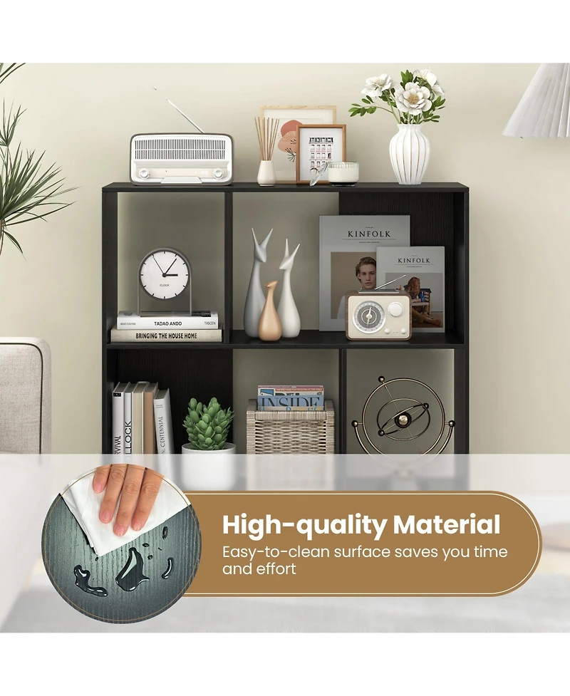 Gouun 4-Compartment Open Shelf Bookcase with Metal Legs, 35.5 x 12 x 35.5 in