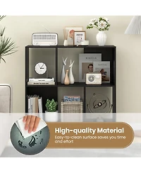 Gouun 4-Compartment Open Shelf Bookcase with Metal Legs, 35.5 x 12 x 35.5 in