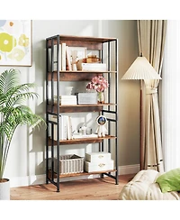 Gouun 5-Tier Adjustable Bookshelf with Tiltable Shelves and Metal Frame