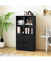 Gouun 5-Tier 4-Cube Bookcase with 2 Drawers, 27.5 x 13 x 51 in