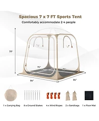 Gouun 7 x 7 Ft Clear Pop-Up Sports Tent Waterproof Bubble Pod with Sealed Floor
