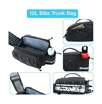 Aoligeijs Bike Rack Trunk Bag, 10L Waterproof Bicycle Rear Seat Storage with Side Pockets, Rain Cover and Shoulder Strap for Commuting Travel Cycling