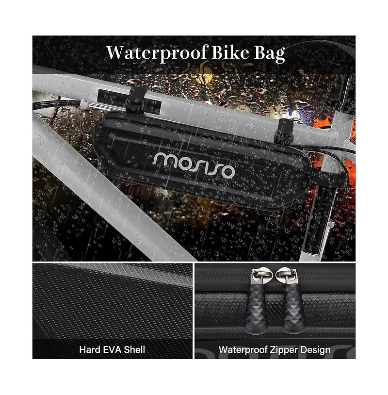 Aoligeijs Waterproof Bike Frame Bag Hard Shell Eva Triangle Storage Bag 6L Bicycle Under Tube Tool Pouch for Cycling Commuting