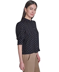 Tommy Hilfiger Women's Collared Ruffle Neck Blouse