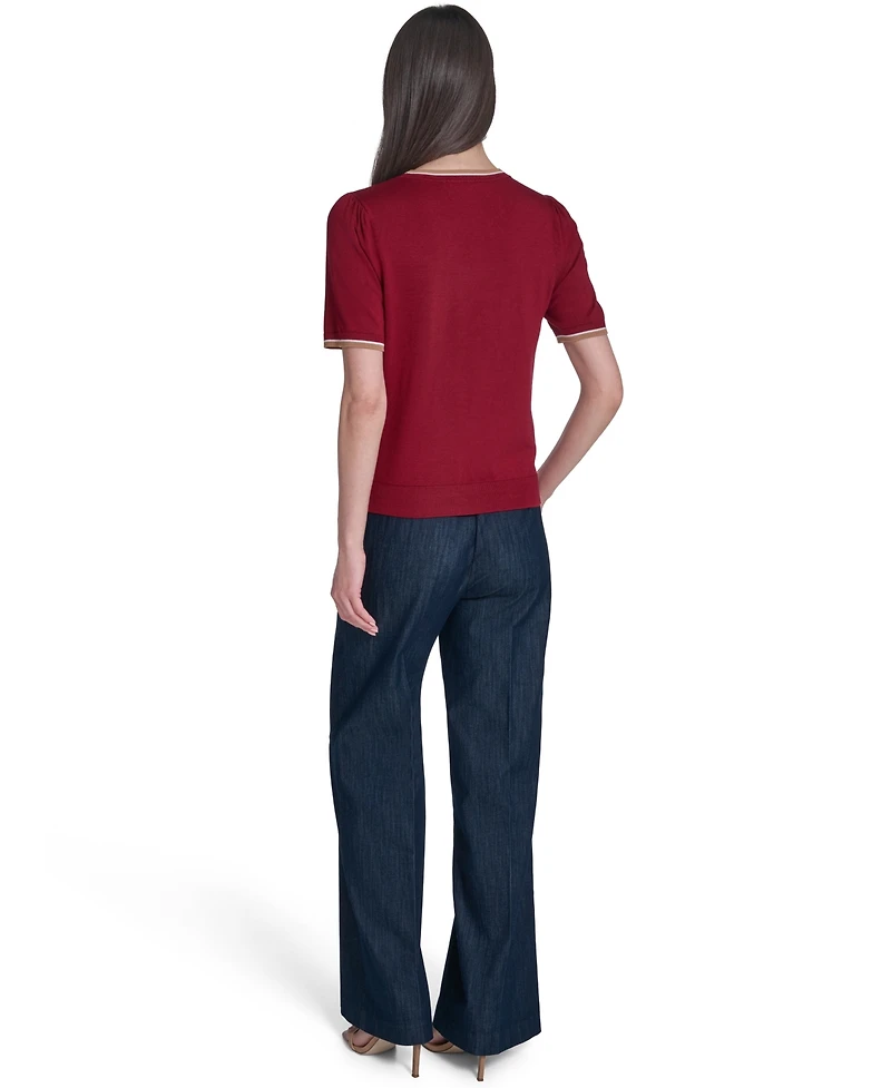 Tommy Hilfiger Women's Short-Sleeve Crewneck Sweater