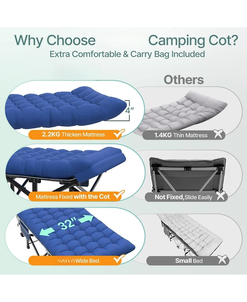 Gnuadz Folding Camping Sleeping Mattress Portable Heavy Duty Pillow Oxford Carry Bag Adults Travel Nap
