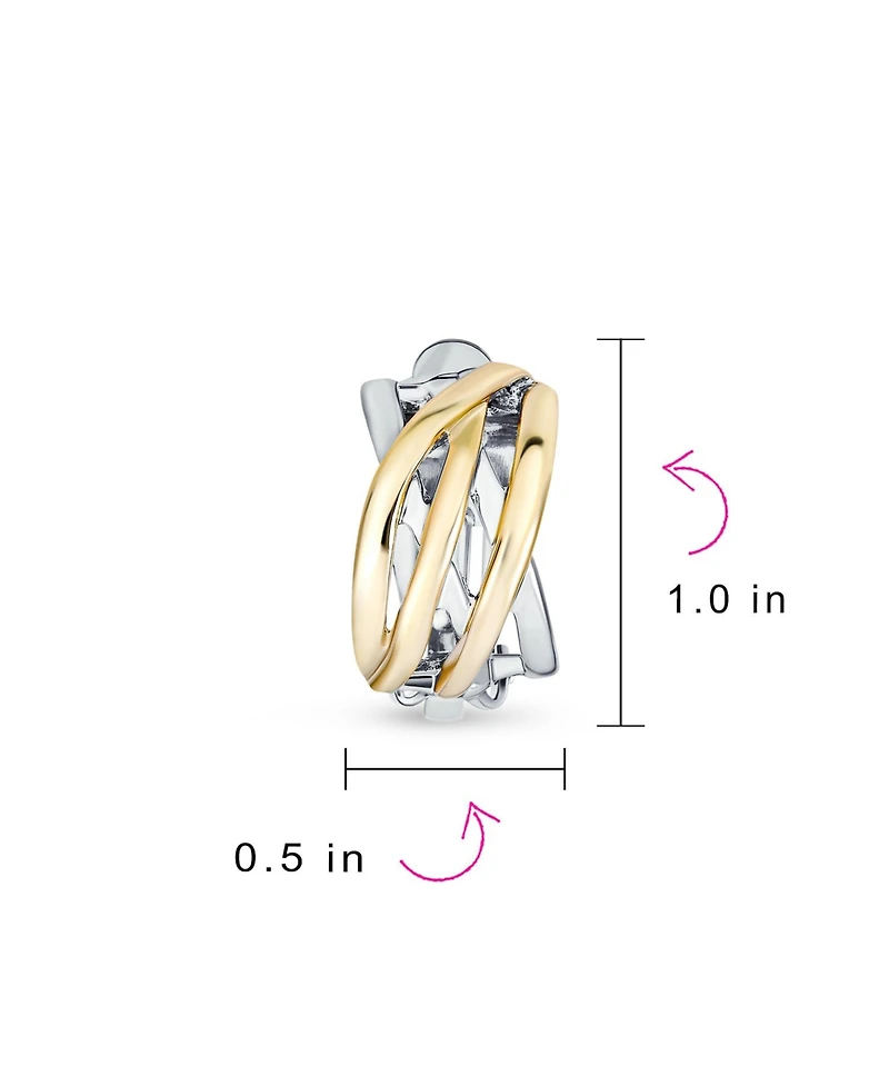 Bling Jewelry Classic Celtic Knot Clip-On Earrings Two Tone For Non-Pierced Ears Gold Plated
