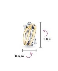 Bling Jewelry Classic Celtic Knot Clip-On Earrings Two Tone For Non-Pierced Ears Gold Plated