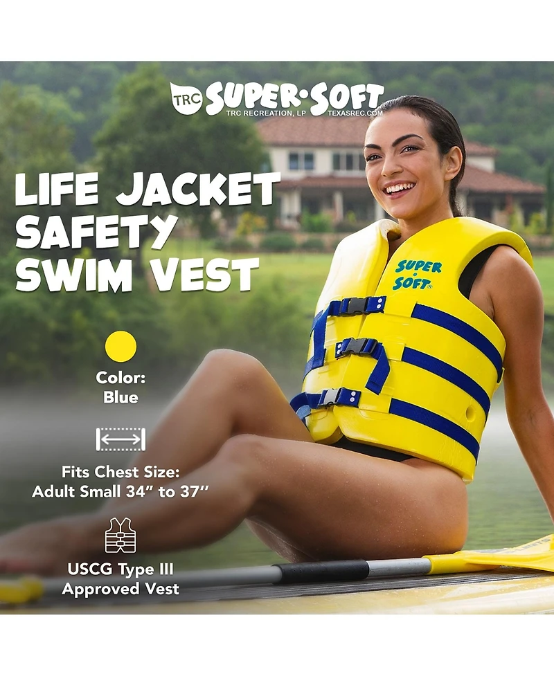 Trc Recreation Super Soft Xs Life Jacket Vinyl Coated Foam Swim Vest