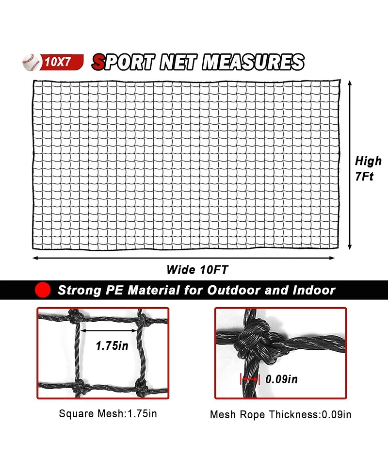 Aoligeijs Baseball Softball Backstop Nets,Sports Net,Sports Netting Barrier,Sports Netting for Backyard,Twisted Knotted Pe Net