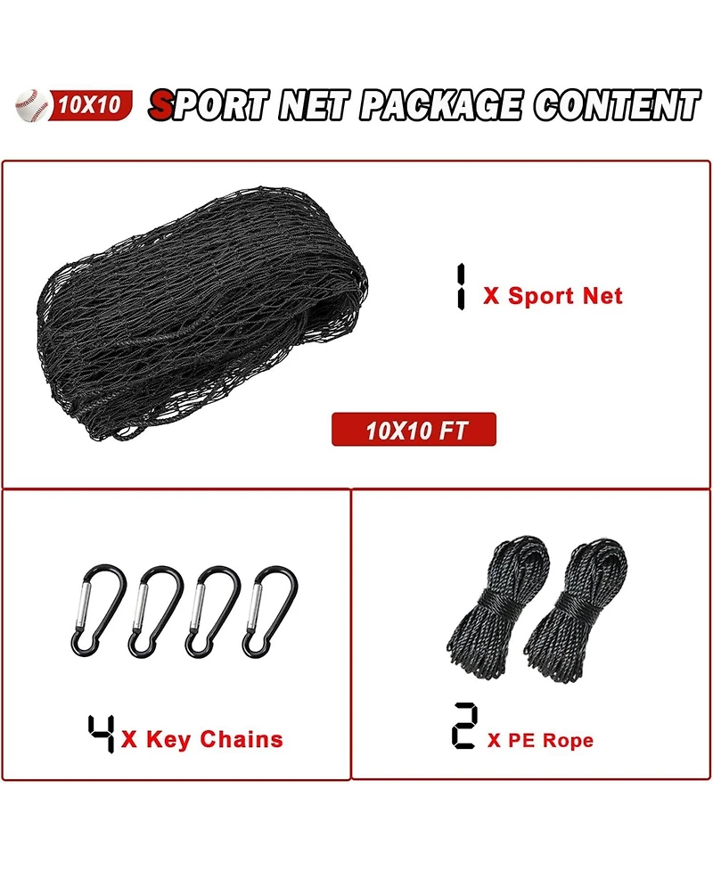 Aoligeijs Baseball Softball Backstop Nets,Sports Net,Sports Netting Barrier,Sports Netting for Backyard,Twisted Knotted Pe Net