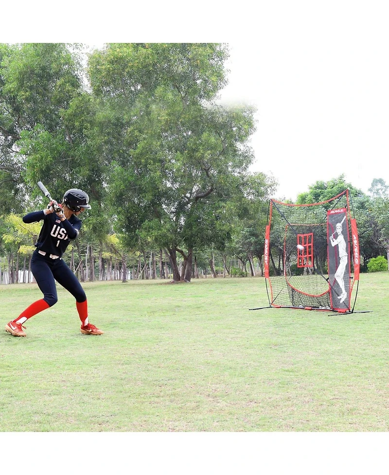 Aoligeijs Baseball Softball Practice Net,Pitching Net,Batting Net,with Baseball Tee,Bonus Strike Zone and Bow Frame