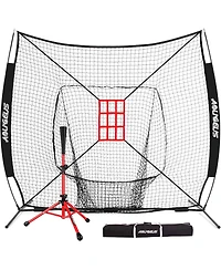 Aoligeijs Baseball Softball Practice Net,Pitching Net,Batting Net,with Baseball Tee,Bonus Strike Zone and Bow Frame