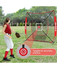 Aoligeijs Baseball Softball Practice Net,Pitching Net,Batting Net,with Bonus Strike Zone,Target and Bow Frame,for Hitting,Pitching,Catching