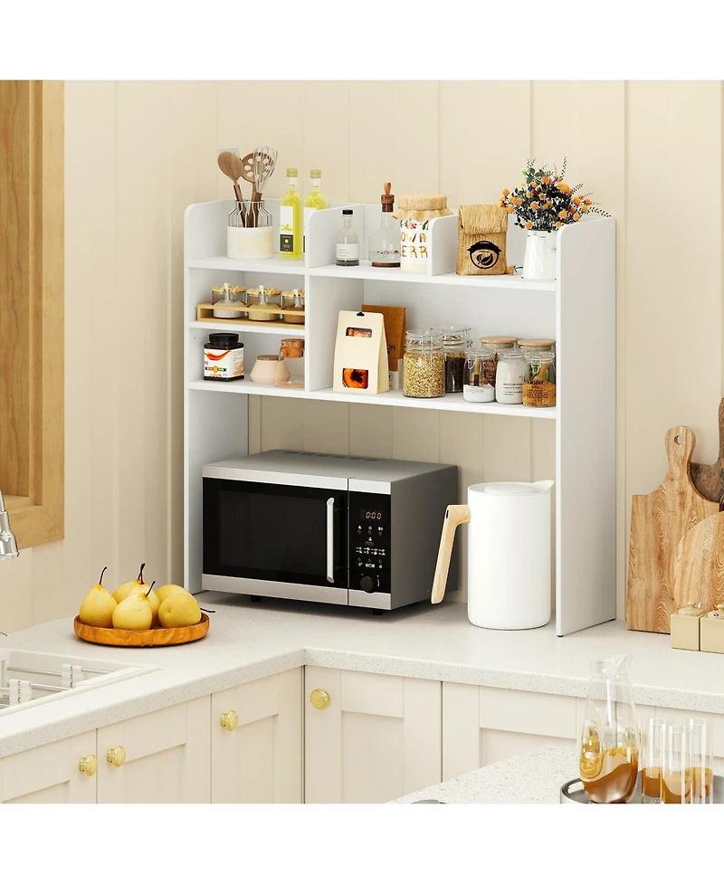 Gouun Desktop Bookshelf Countertop Storage Hutch with 6 Adjustable Shelves, 37 x 9.5 x 33.5