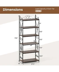 Gouun 6-Tier Industrial Bookshelf with Metal Frame and Anti-Tipping Kits, 27.5 x 14 x 71.5