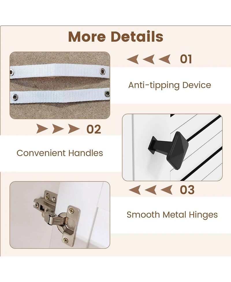 Gouun Modern Buffet Cabinet with 3 Doors and Enclosed Storage