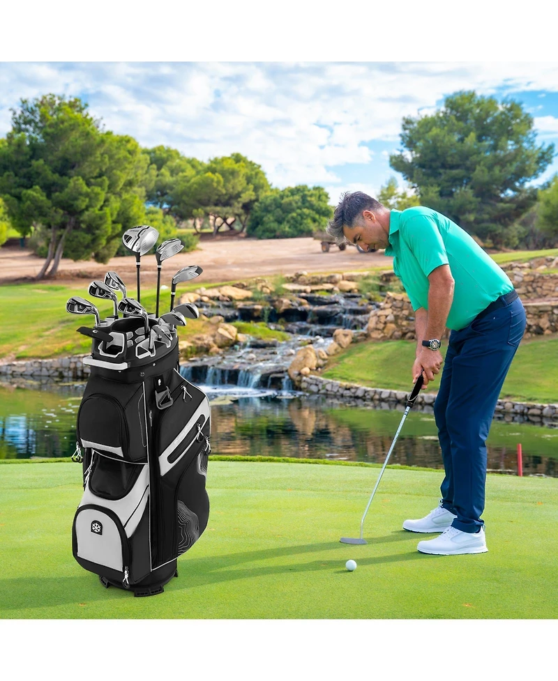 Gymax Golf Cart Bag Molded Lock Top Golf Bag w/14-Way Full Length Dividers 11 Pockets