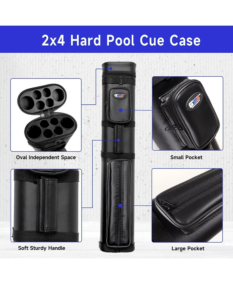 Gse Games & Sports Expert Oval Hard Pool Cue Case, Billiard Stick Carrying Case for 2 Sticks, Billiard Cue Cases