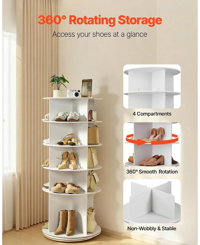 Gouun 5-Tier 360 Degree Rotating Shoe Rack Tower, 20-Pair Capacity