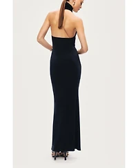 Nocturne Women's Halter-Neck Draped Maxi Dress