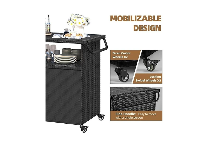 Aecojoy Outdoor Bar Cart with Wheels