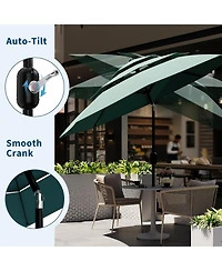gaomon 10Ft 3-Tier Patio Umbrella, Outdoor Table Umbrella with Vents, Easy Crank and Push Button Tilt, Market 8 Sturdy Ribs for Pool