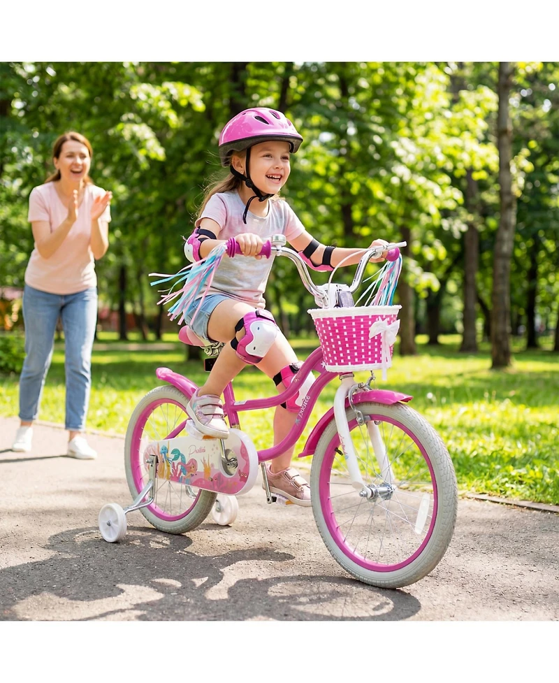 Slickblue Kids Bike with Basket and Streamers