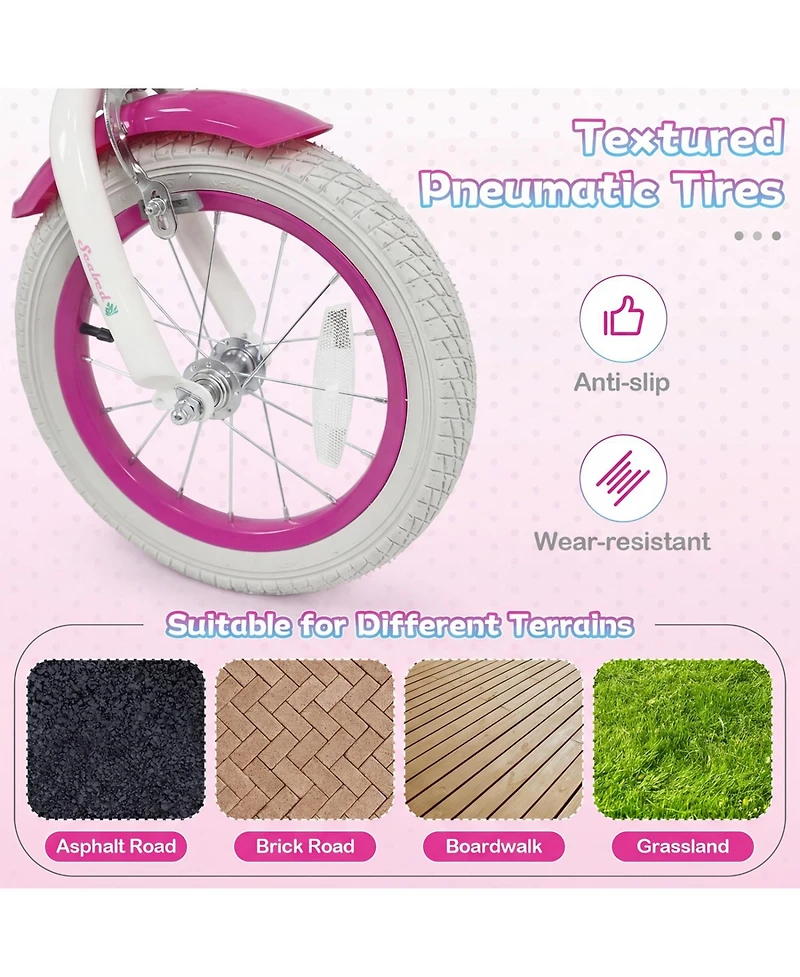 Slickblue Kids Bike with Basket and Streamers