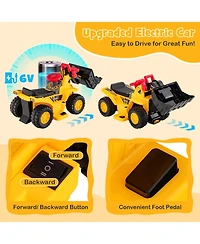 Slickblue 6V Electric Kids Bulldozer Ride On with Basketball Hoop and Balls