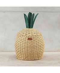 Momiji Pineapple Handcrafted Rattan Storage Basket with fabric lining