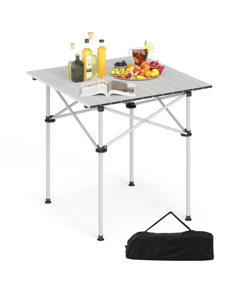 Gouun Folding Roll-Up Aluminum Camping Table with Carry Bag