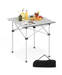 Gouun Folding Roll-Up Aluminum Camping Table with Carry Bag