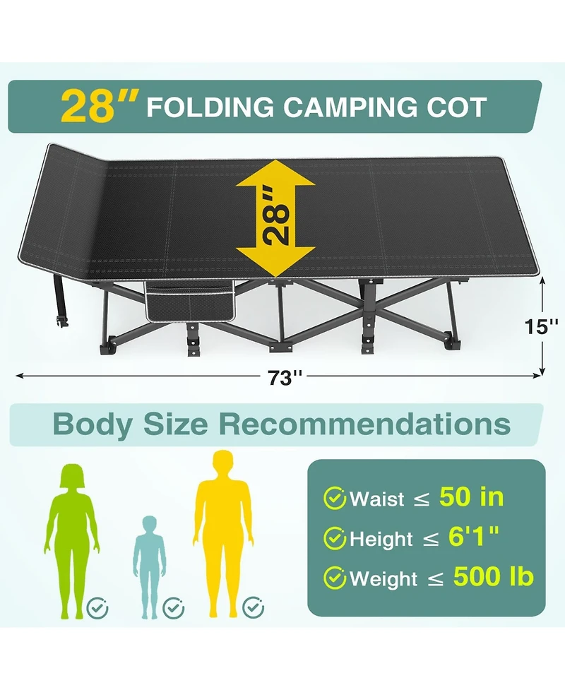 Gnuadz Camping Cot Portable Foldable Bed Mattress Outdoor Recreation Gear