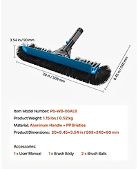 Inolait 20in Pool Brush Head With Nylon Bristles for Inground and Above Ground Pools
