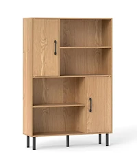 Gouun 47 in Storage Cabinet with 2 Doors and 4 Open Shelves, 31.5 x 9.5 x 47 in