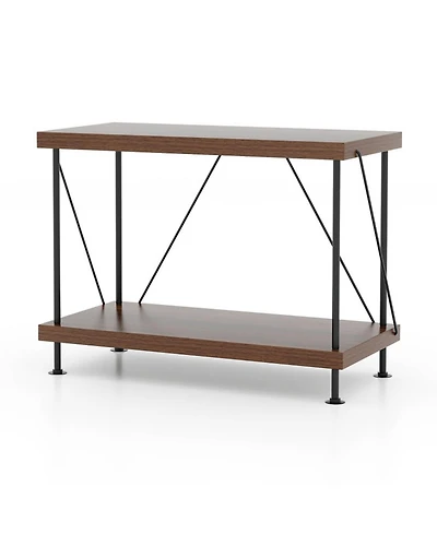 Gouun 2-Tier Industrial Display Shelf with Metal Frame