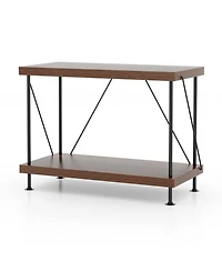 Gouun 2-Tier Industrial Display Shelf with Metal Frame