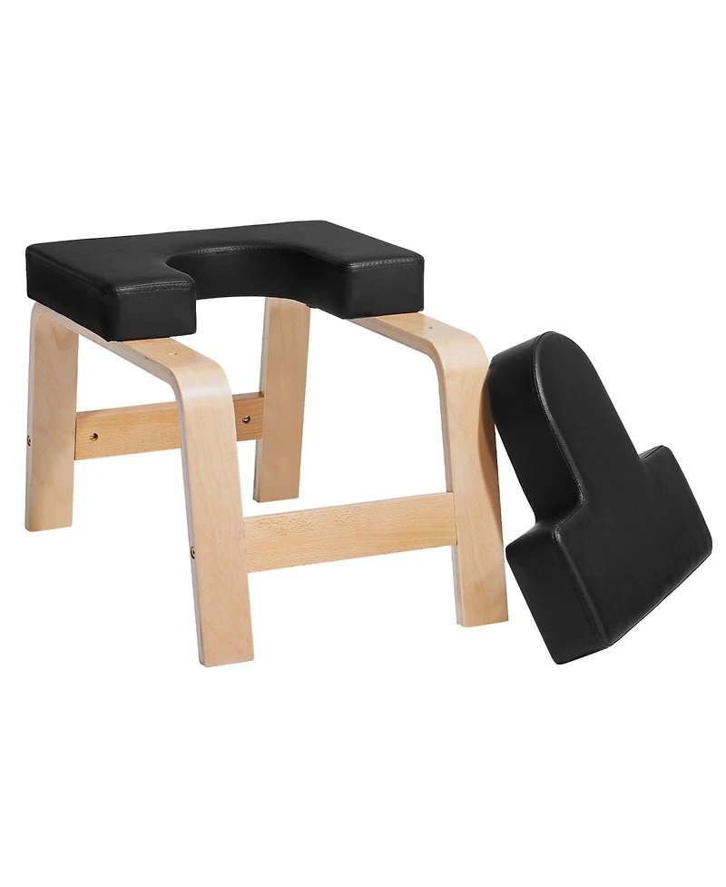 Mecale Yoga Headstand Bench 300 lbs with Wood Frame and Pu Pad