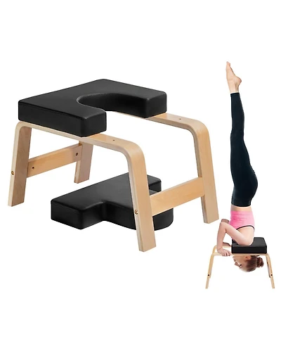 Mecale Yoga Headstand Bench 300 lbs with Wood Frame and Pu Pad