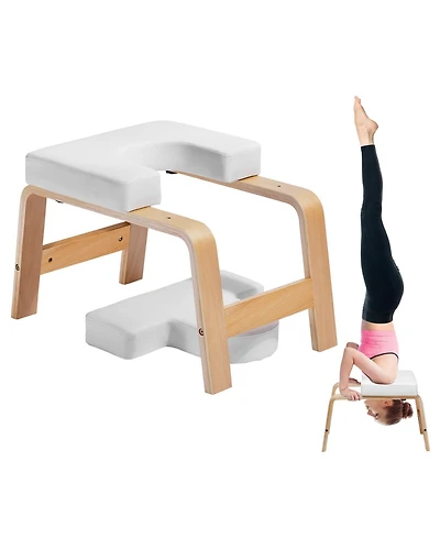 Mecale Yoga Headstand Bench 300 lbs with Wood Frame and Pu Pad