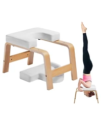 Mecale Yoga Headstand Bench 300 lbs with Wood Frame and Pu Pad