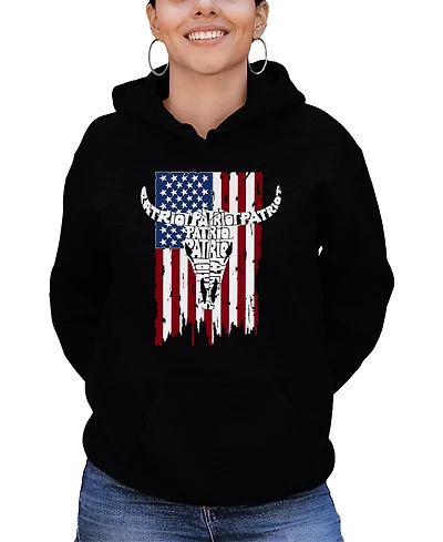 La Pop Art Women's Patriot Flag Word Hooded Sweatshirt