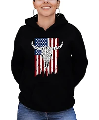 La Pop Art Women's Patriot Flag Word Hooded Sweatshirt