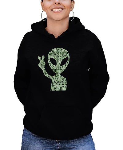 La Pop Art Women's Peace Alien Word Hooded Sweatshirt