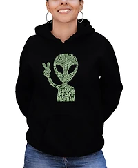 La Pop Art Women's Peace Alien Word Hooded Sweatshirt
