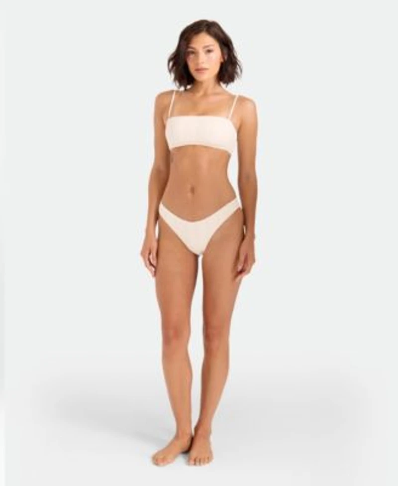 Volcom Womens Low Tide Bandeau Neck Bikini Top Pull On Bottoms