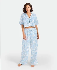 Volcom Women's Floral Print Front Tie Swim Cover-Up Shirt