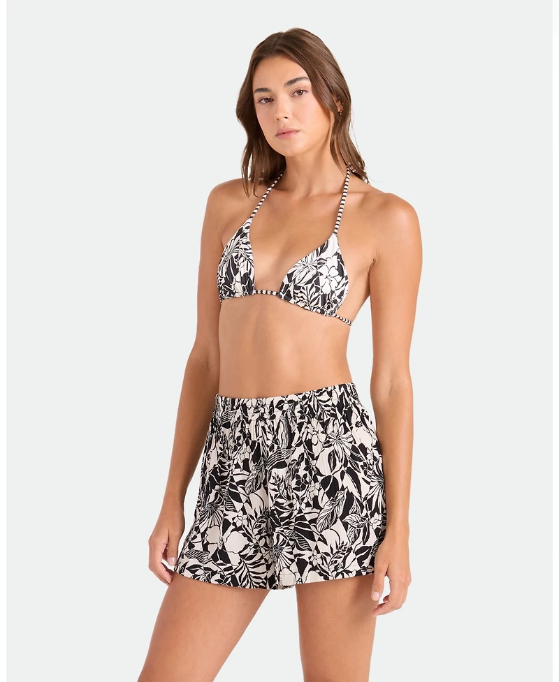 Volcom Women's Tropical Print Pull-On Swim Cover-Up Shorts